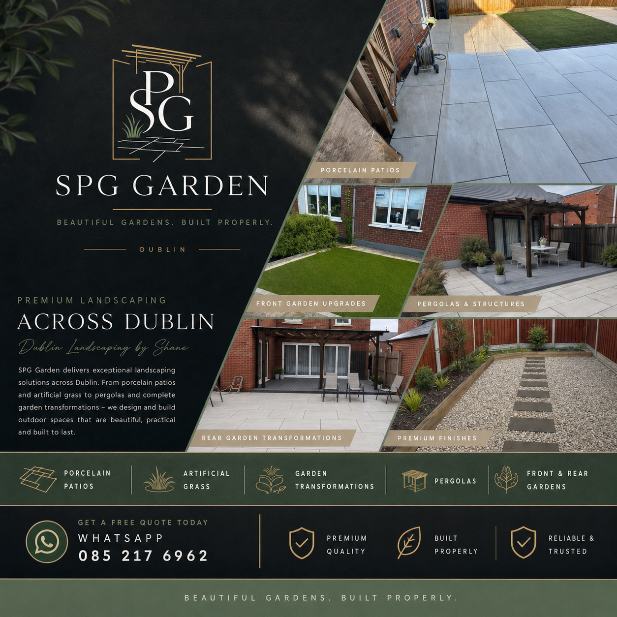 SPG Garden flyer — Premium landscaping across Dublin